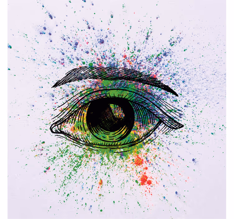 Store enrouleur bureau yeux colorés abstraits - TenStickers