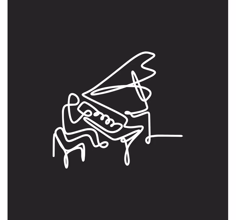 Store enrouleur bureau design mignon pianiste lineart - TenStickers