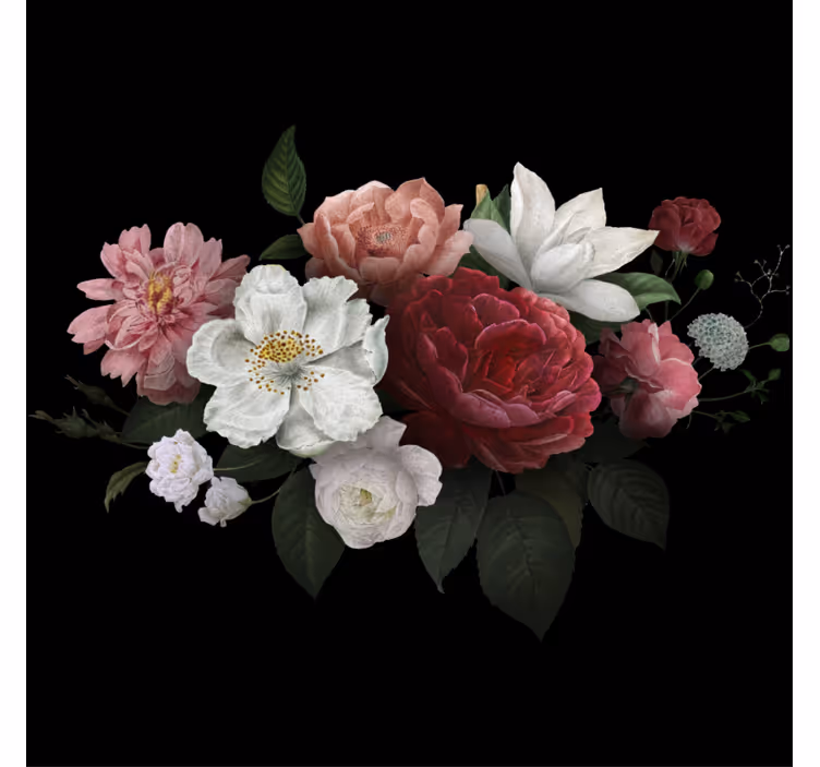 Store enrouleur bureau roses vintage sur fond noir - TenStickers