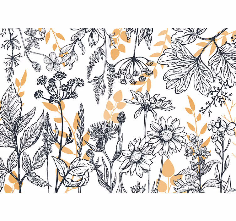 Store enrouleur bureau floral glamour doré - TenStickers