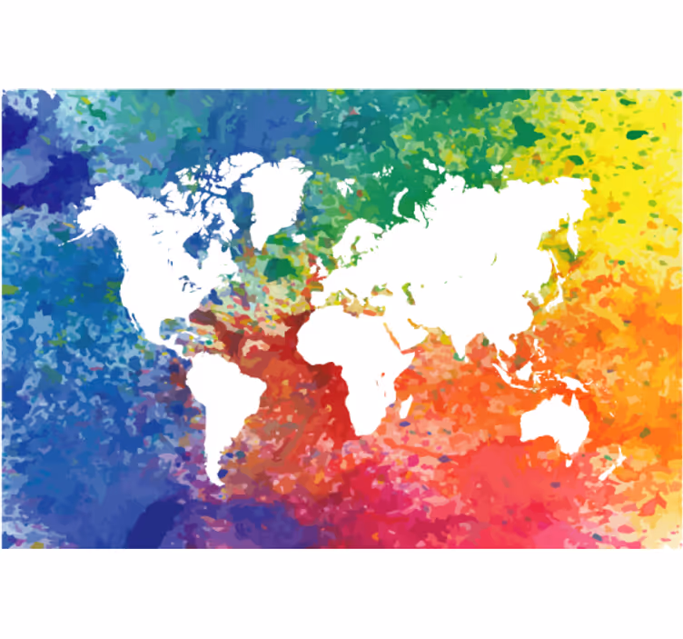 Store enrouleur bureau carte du monde colorée artistique - TenStickers