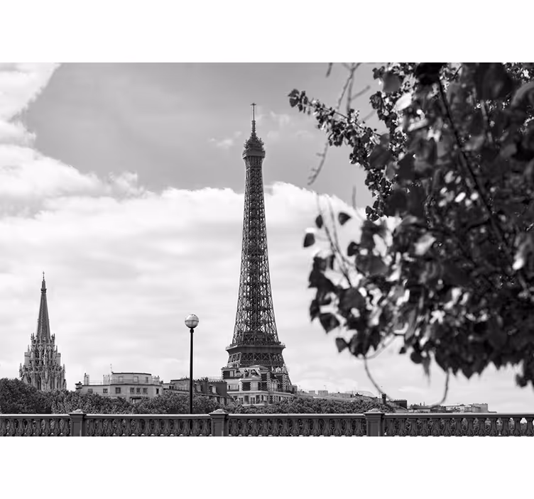 Store enrouleur bureau tour eiffel noir et blanc - TenStickers