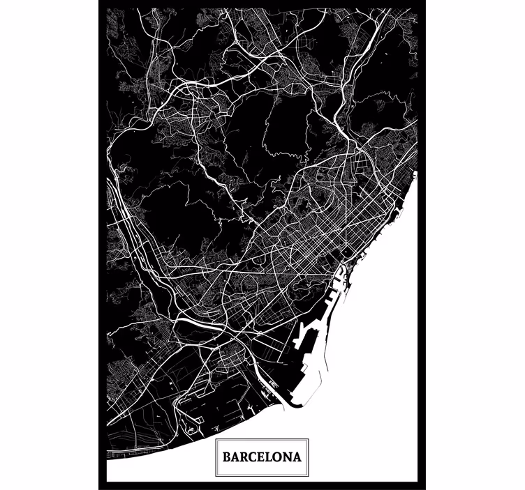 Store enrouleur bureau carte topographique barcelone - TenStickers