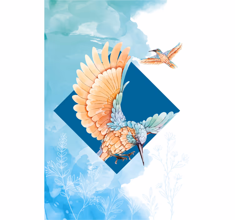 Store enrouleur bureau oiseaux martins-pêcheurs - TenStickers