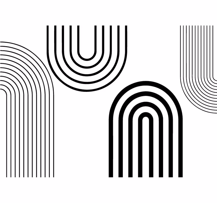 Store enrouleur blanc arcs noirs fins minimalistes - TenStickers