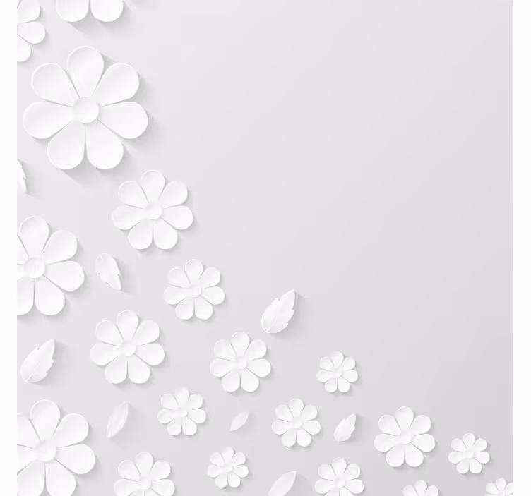 Store enrouleur blanc fond fleuri en papier blanc - TenStickers