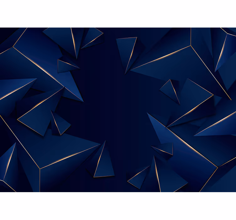 Store enrouleur noir motif géométrique bleu et or - TenStickers