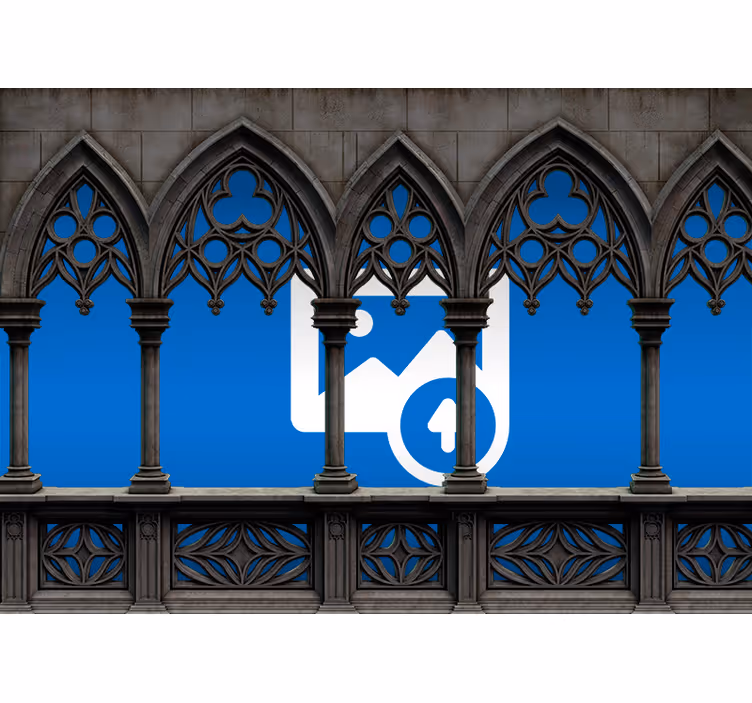 Store enrouleur noir et murale pierre avec cadre - TenStickers