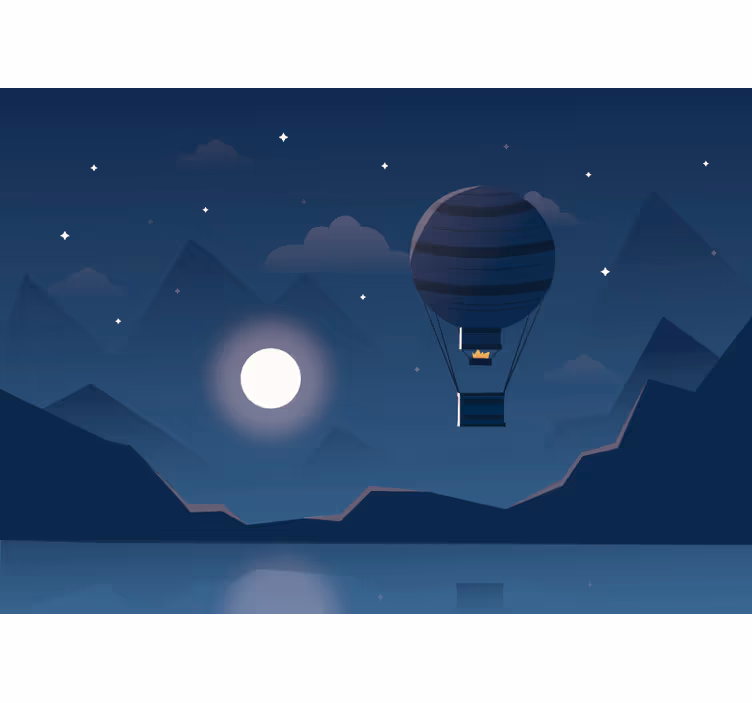 Store enrouleur bleu aventure de ballons nocturne - TenStickers