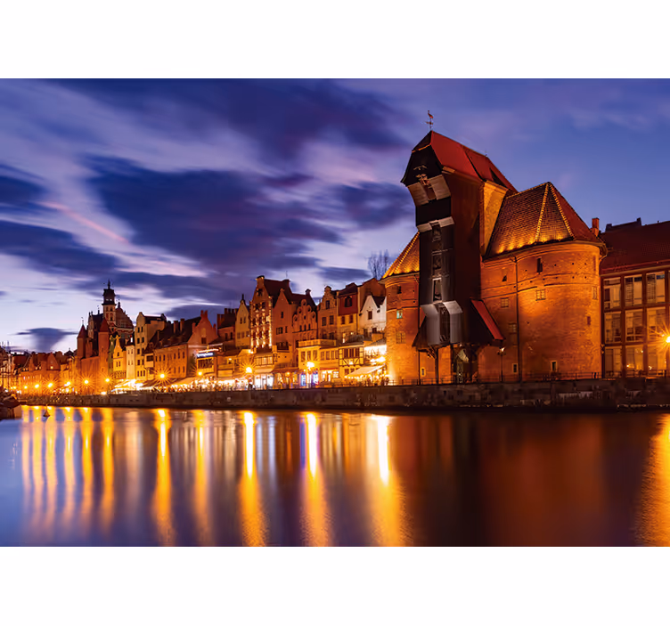 Store enrouleur bleu gdańsk la nuit - TenStickers
