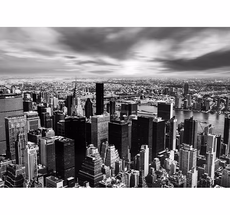 Store enrouleur bureau panorama de skyline urbain - TenStickers