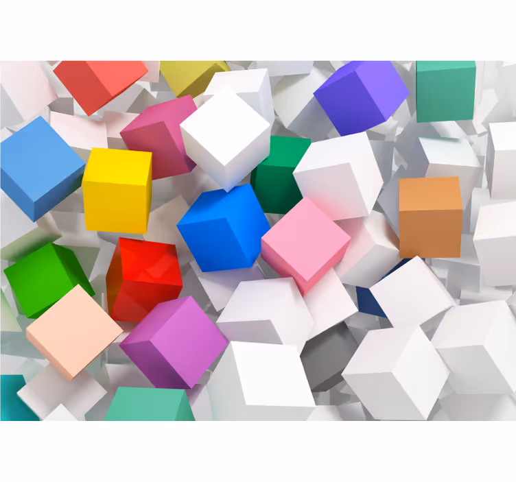 Store enrouleur bureau cubes 3d de couleurs variées - TenStickers
