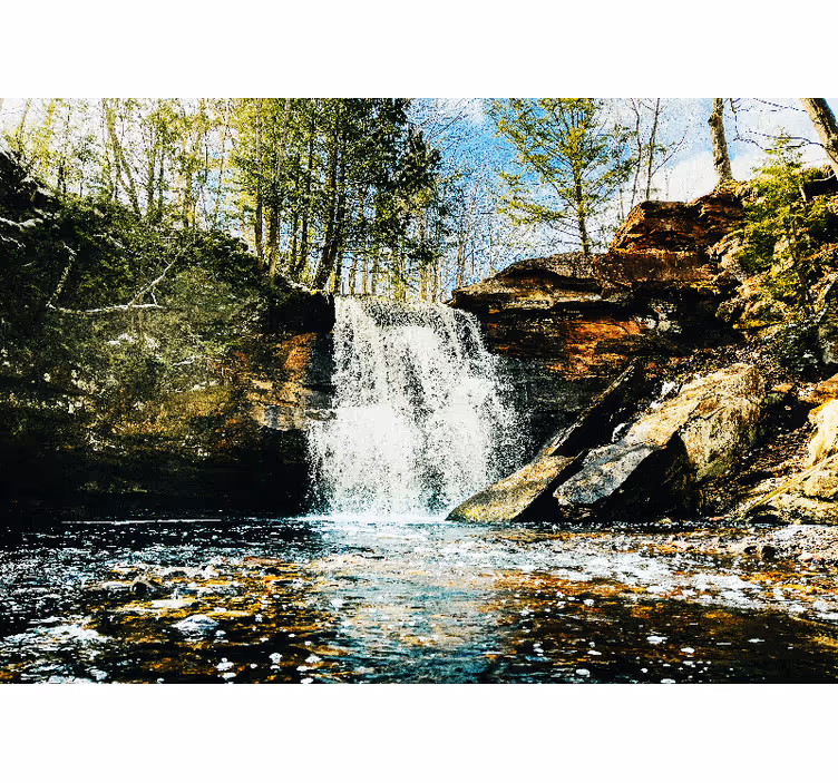Store enrouleur bureau cascade forêt paysage - TenStickers