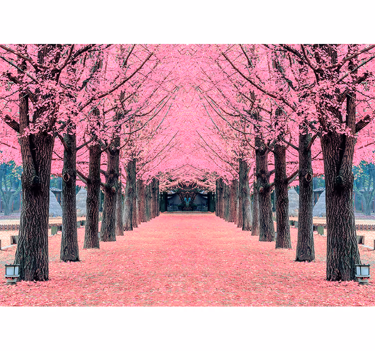 Store enrouleur bureau arbres roses nami island - TenStickers
