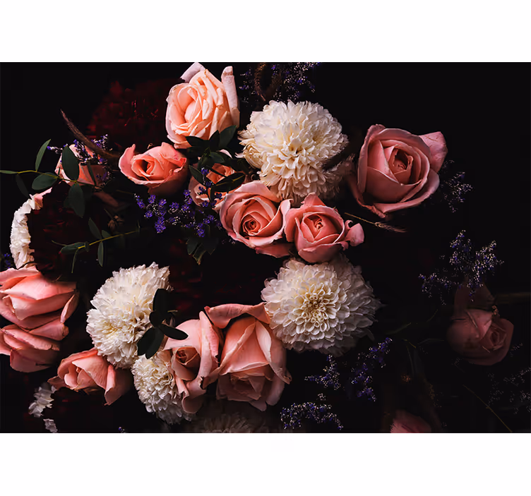 Store enrouleur bureau bouquet de roses roses luxueux - TenStickers