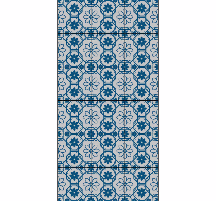 Store enrouleur bleu carreaux mosaïque floraux - TenStickers