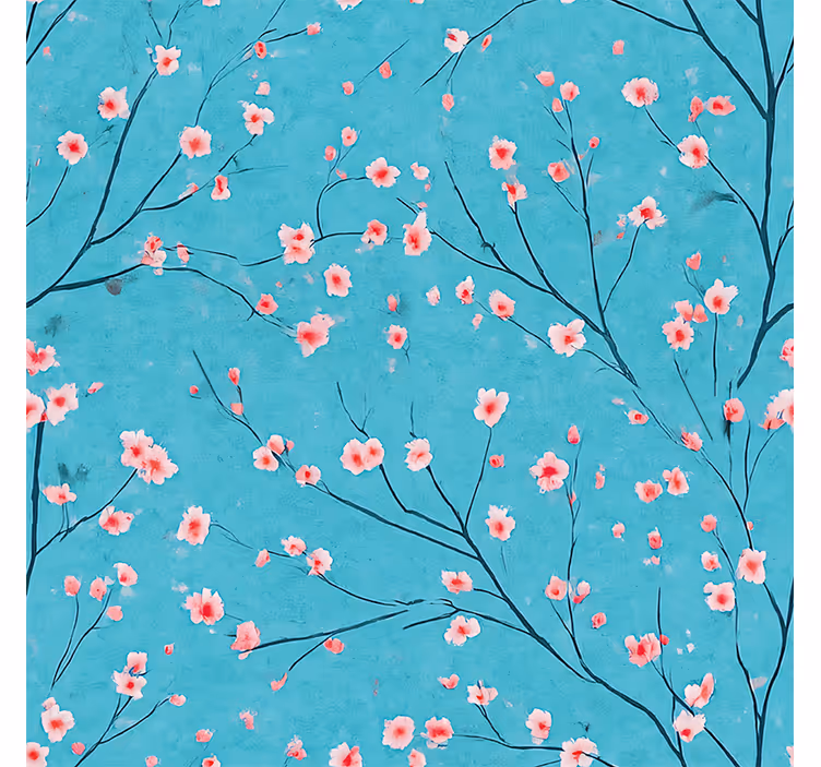 Store enrouleur bleu fleurs de cerisier turquoise - TenStickers