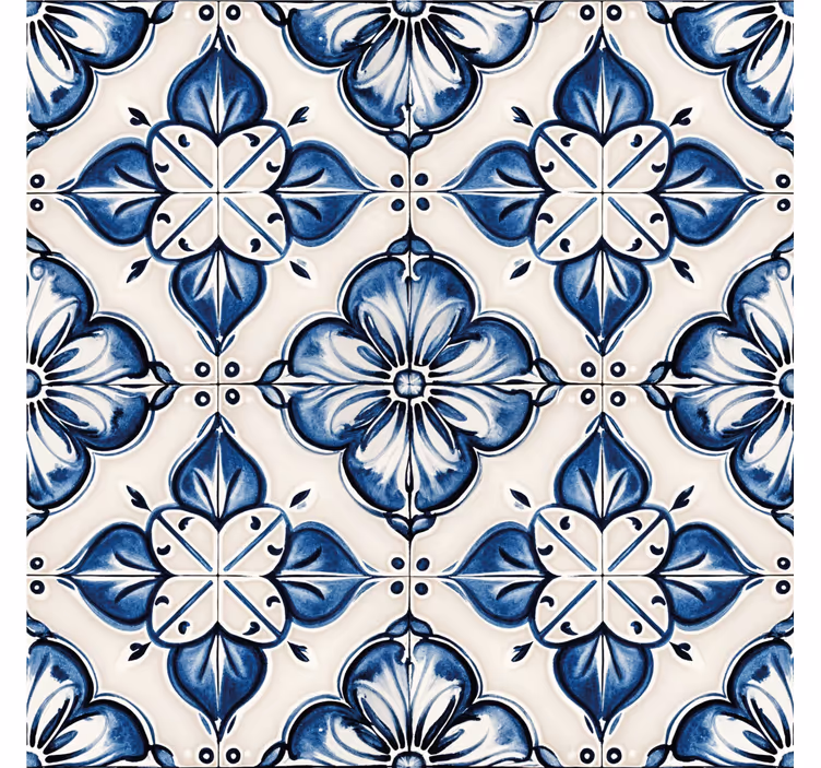 Store enrouleur bleu motif floral - TenStickers