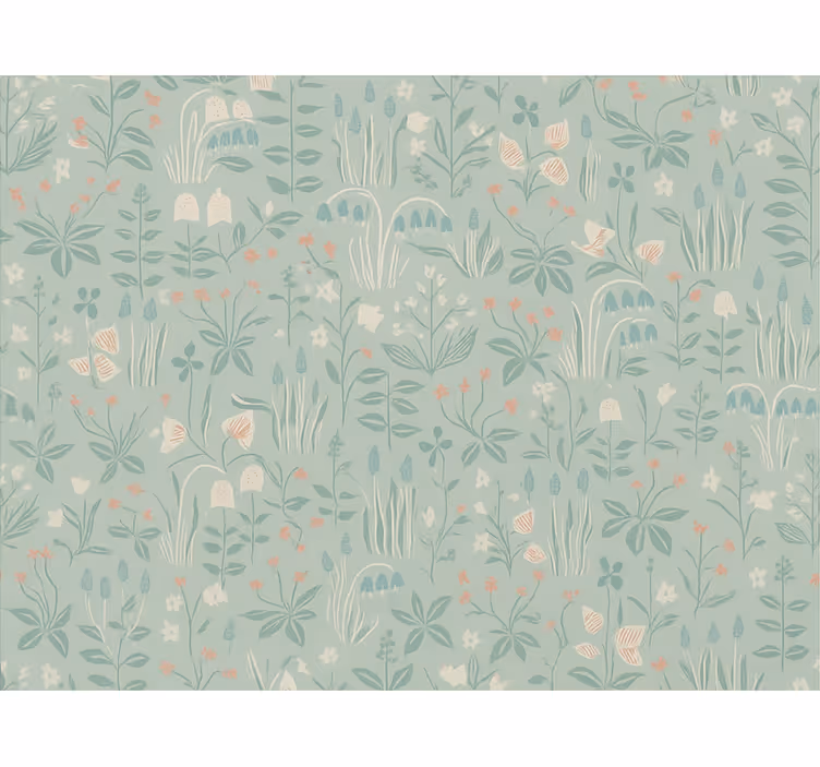 Store enrouleur bleu fleurs scandinaves - TenStickers