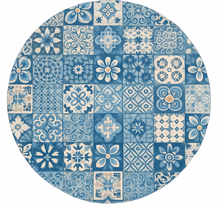 Store enrouleur bleu carreaux mosaïques circulaires - TenStickers