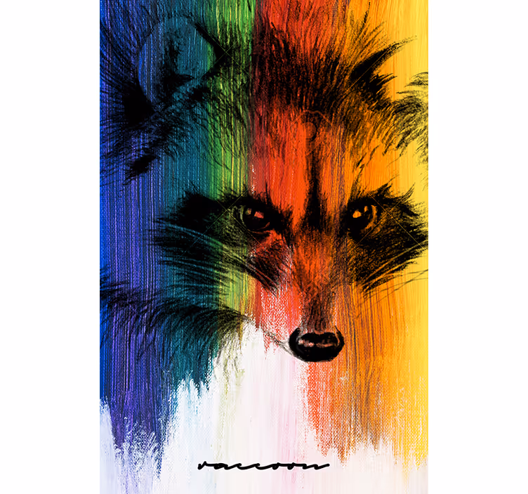 Store enrouleur bureau raton laveur arc-en-ciel - TenStickers
