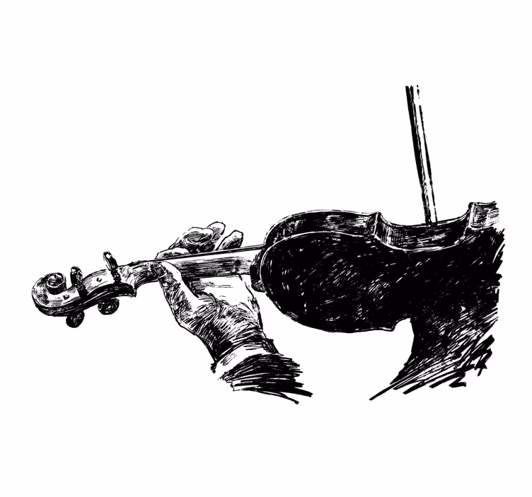 Store enrouleur bureau musicien violon dessiné à la main - TenStickers