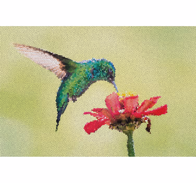 Store enrouleur bureau mosaïque d'oiseaux colorés - TenStickers