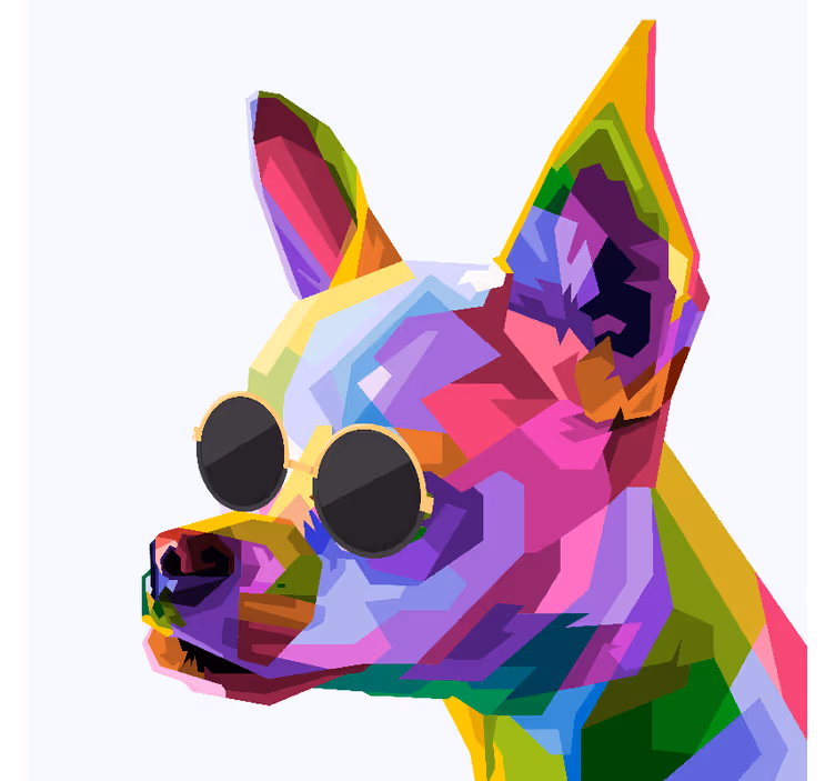 Store enrouleur bureau chihuahua multicolore avec lunettes - TenStickers