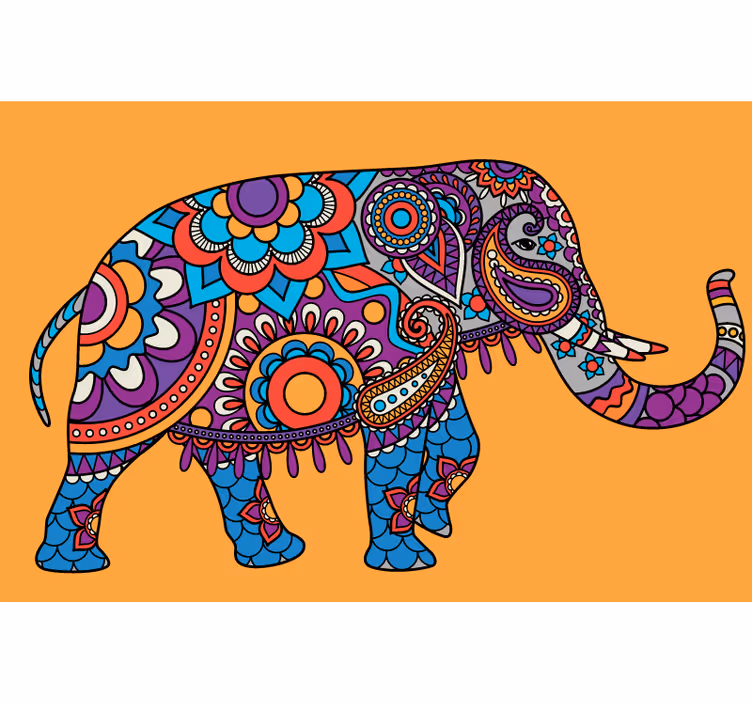 Store enrouleur bureau éléphants mandala multicolore - TenStickers