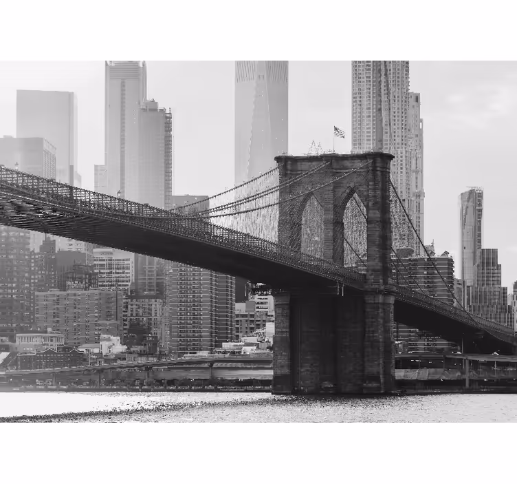 Store enrouleur bureau image noir et blanc pont brooklyn - TenStickers