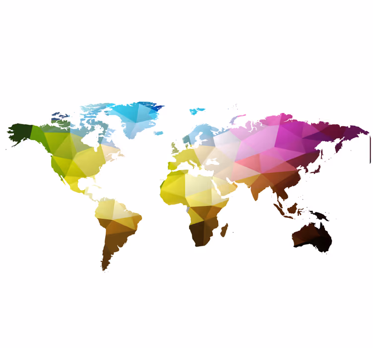 Store enrouleur bureau carte du monde triangle - TenStickers