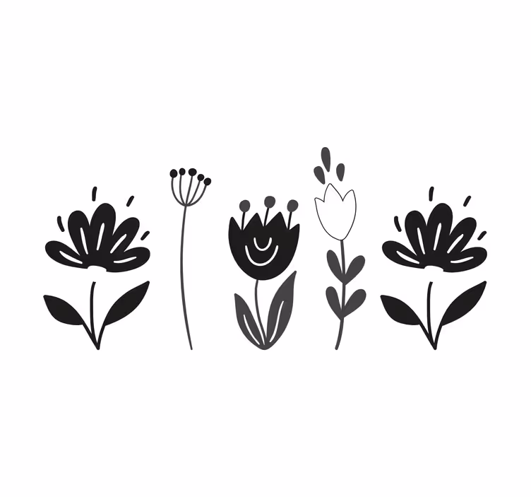 Store enrouleur bureau fleurs noires et blanches - TenStickers