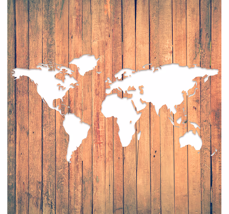 Store enrouleur bureau carte du monde sur bois - TenStickers
