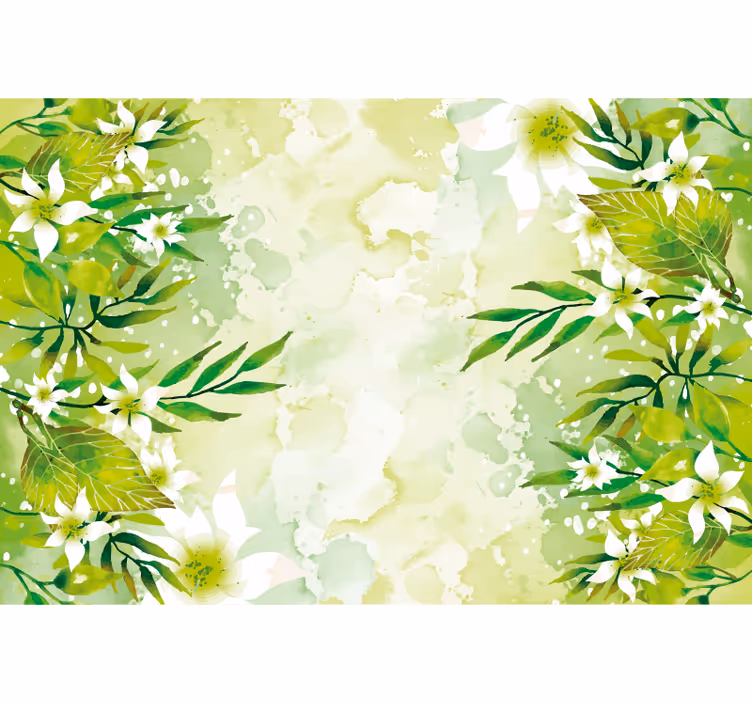 Store enrouleur vert motifs floraux verts - TenStickers