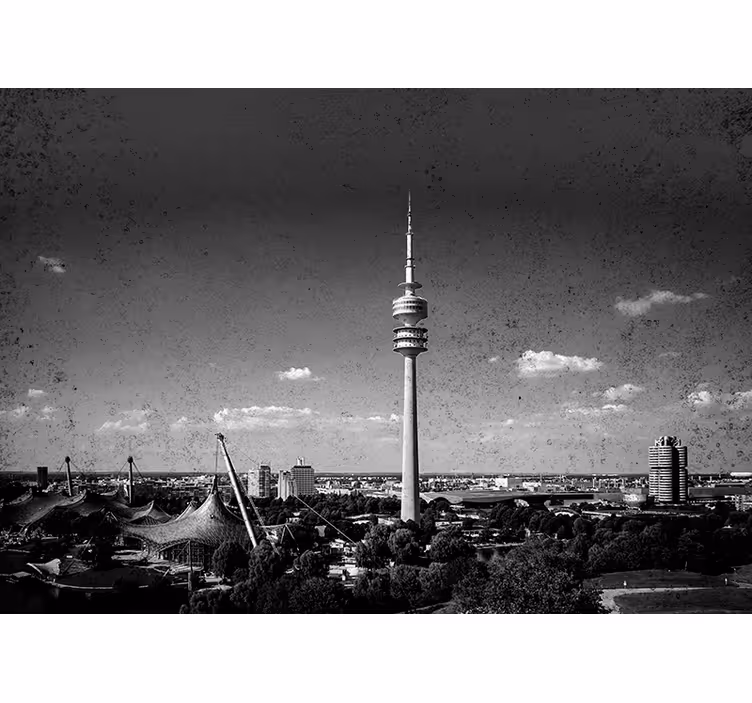 Store enrouleur bureau skyline de l'olympiapark de munich - TenStickers