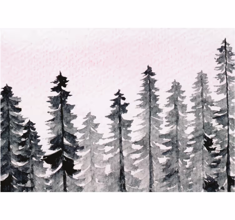Store enrouleur bureau bois aquarelle forêt gris - TenStickers