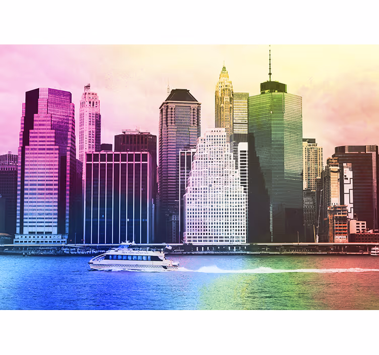 Store enrouleur bureau gratte-ciels colorés de manhattan - TenStickers