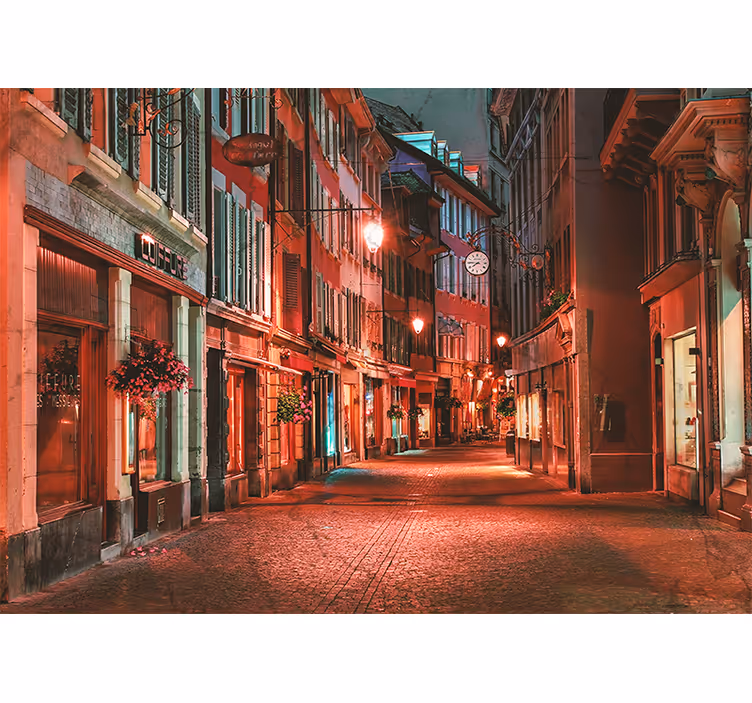 Store enrouleur bureau ville solitaire nuit suisse - TenStickers