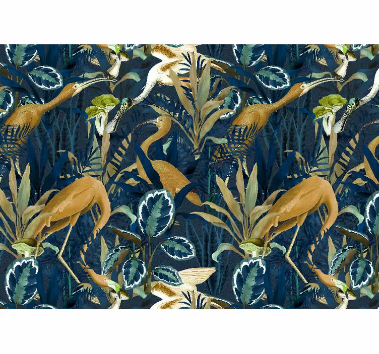 Store enrouleur bureau oiseaux dans les feuilles jungle - TenStickers