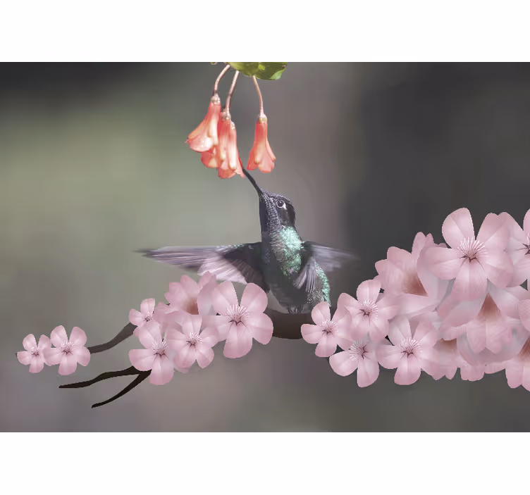 Store enrouleur bureau oiseau bordeaux sur arbre - TenStickers