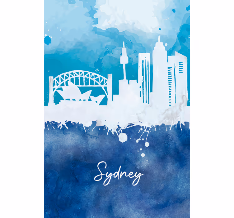 Store enrouleur bureau skyline de sydney aquarelle - TenStickers