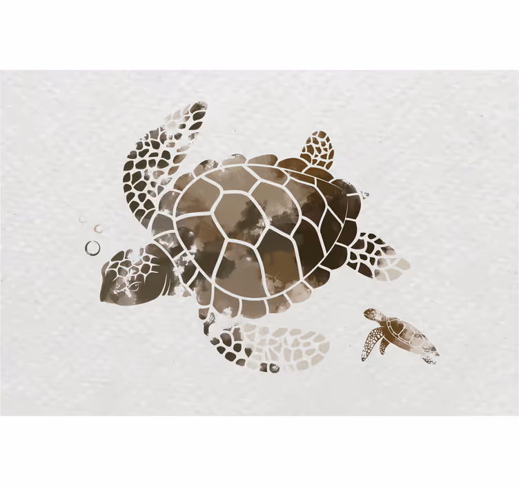 Store enrouleur bureau tortue aquarelle marron - TenStickers