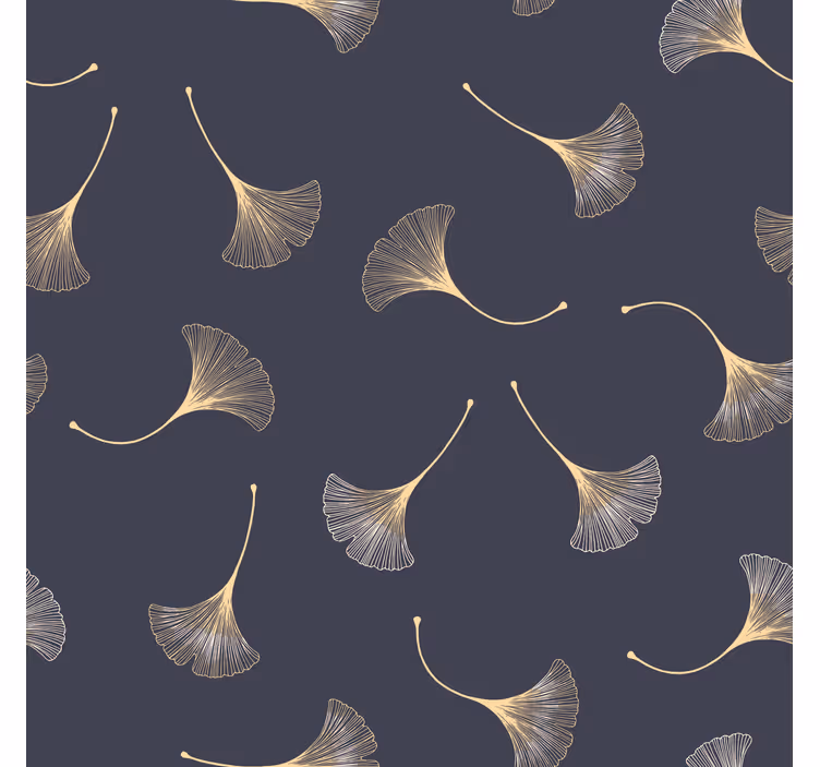 Store enrouleur bureau ginkgo feuille marine et or - TenStickers
