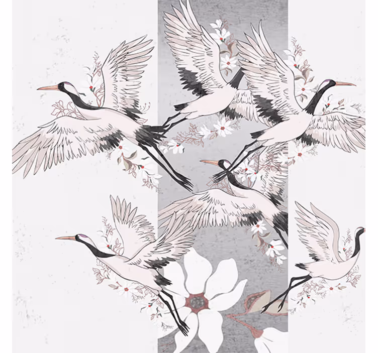 Store enrouleur bureau oiseaux orientaux artistiques - TenStickers