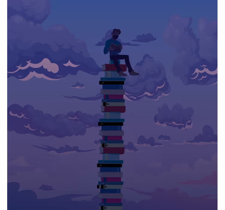 Store enrouleur bureau illustration tour de livres - TenStickers