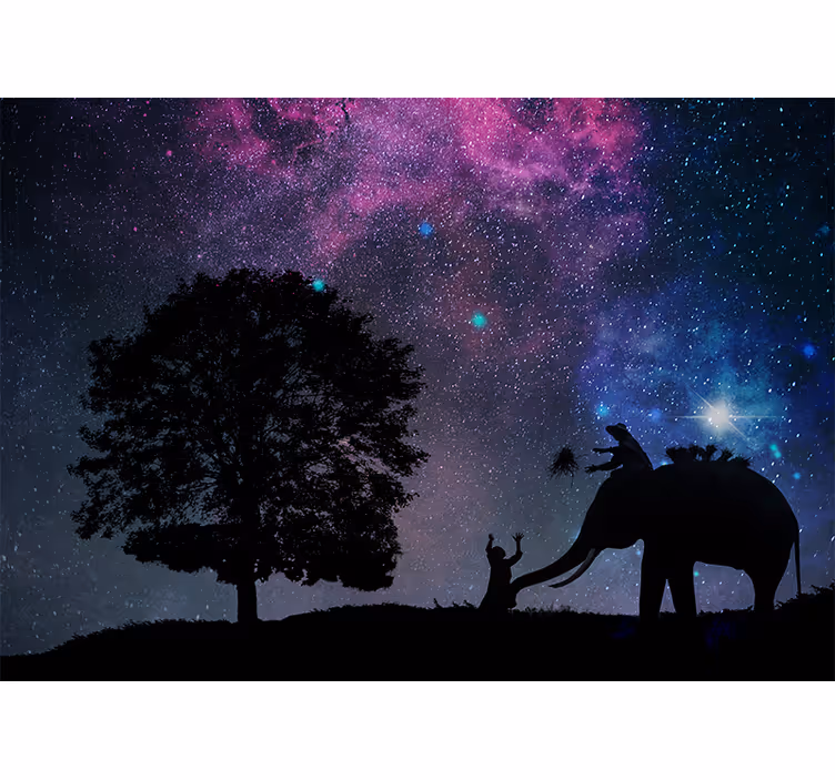 Store enrouleur bureau nuit étoilée éléphant - TenStickers