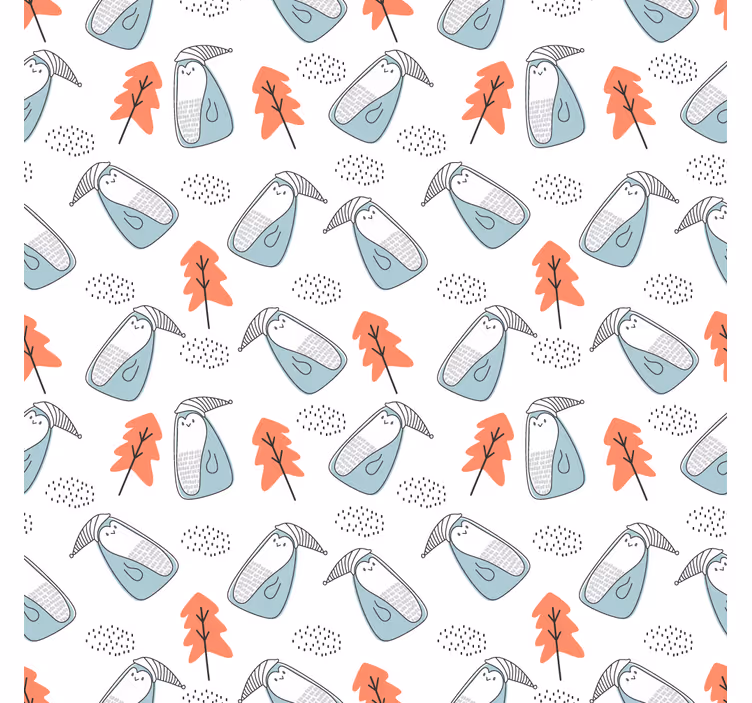 Store enrouleur bureau pingouins minimalistes avec arbres - TenStickers