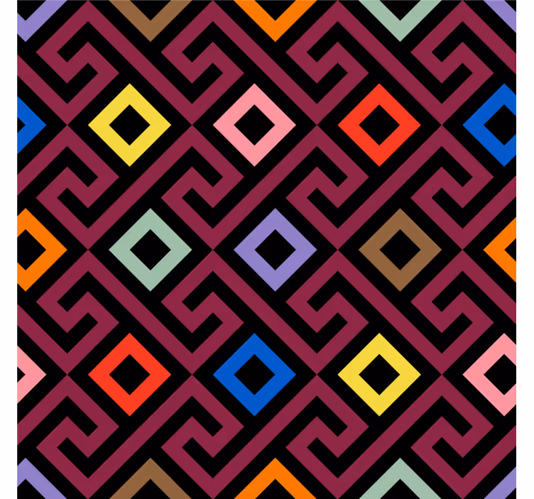 Store enrouleur bureau motif labyrinthe géométrique coloré - TenStickers