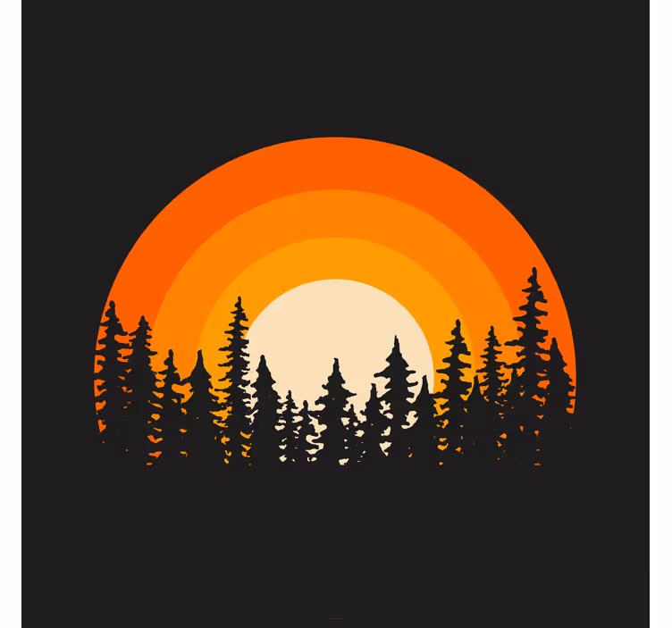 Store enrouleur bureau lever de soleil en forêt sombre - TenStickers
