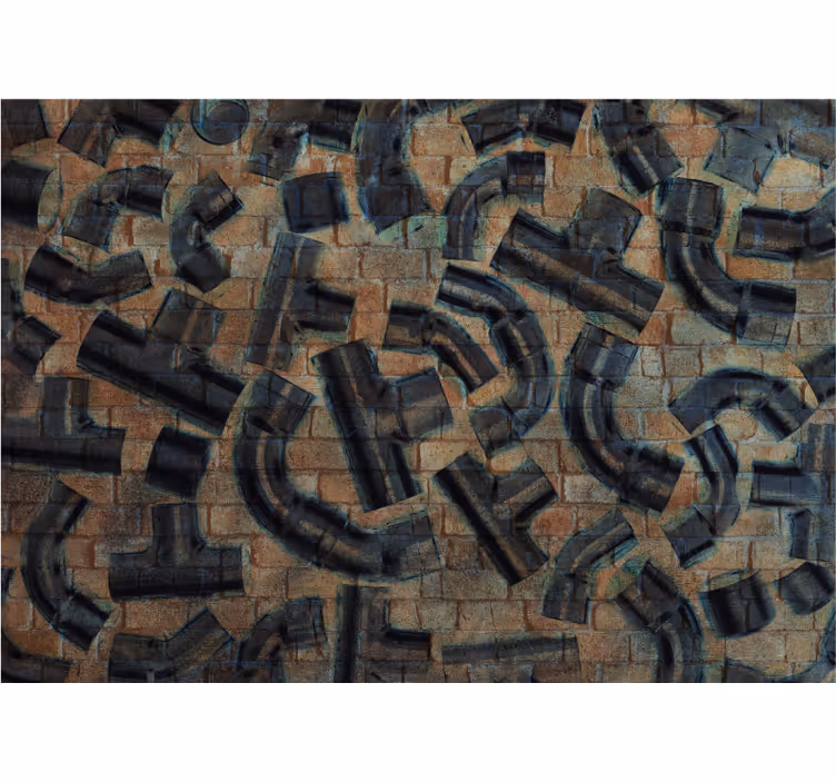 Store enrouleur bureau motif briques et tuyaux industriels - TenStickers